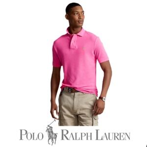 POLO RALPH LAUREN | Iconic Mesh Polo Shirt Dalia Pink Classic Cut Med Collar